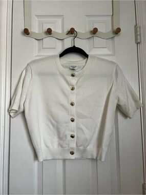 Song of Style White Short-Sleeve Button Cardigan - Kids